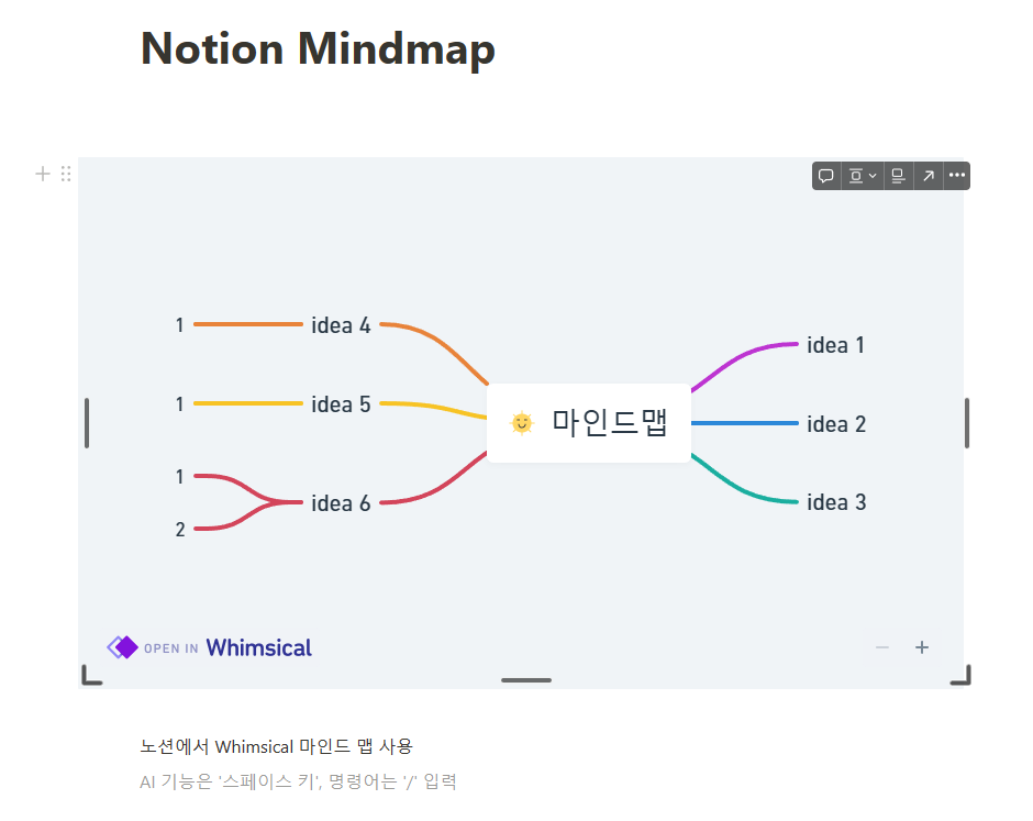 노션 Whimsical 마인드맵 변경 적용